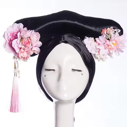 Fake Qitou Hairstyle Qing Dynasty Queens Princess Empress Cosplay Hair Headdress Chinese Ancient Fem