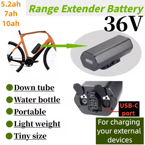 Range Extender 7Ah Battery 36V 5.2ah 6.4ah 7ah 9ah 9.6ah 10ah Tiny Size Battery for Range Extender B