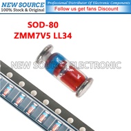 [50-200pcs] ZMM7V5 0.5W LL34 SOD-80 SMD Voltage Stabilizing Diode 1206 Glass Cylinder Package New So