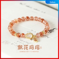 【Solara】天然飘花玛瑙手串女S925纯银新中式小众水沫玉葫芦手饰 Natural Floating Flower Agate Bracelet Female S925 Sterling Silv