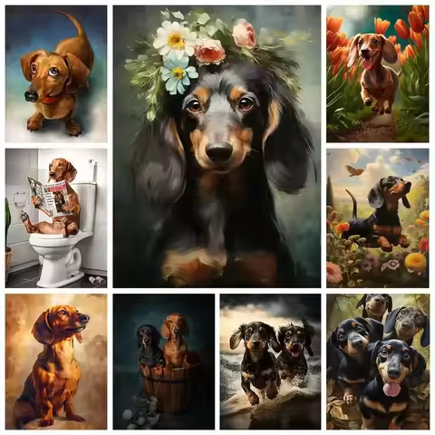 Dachshund 5D Diamond Painting Cute Pet Dog Art Mosaic Portrait DIY Diamond Embroidery Room Home Deco