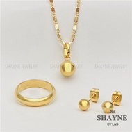 SHAYNE Jewelry 18K Bangkok Gold 3in1 Pendant Necklace Stud Earrings Ring set for women set-163
