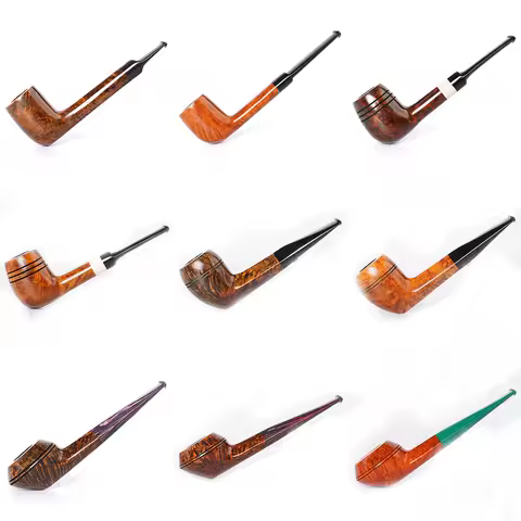 Muxiang Handmade Briar Tobacco Pipe Straight Handle Vulcanized Rubber Pipe Mouth Solid Wood Bulldog 
