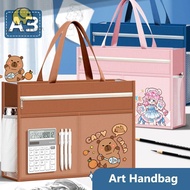 LONNGUVO A3 Tutorial Bag, Canvas A3 Canvas Art Bag,  Plus Size Six-Layer Zipper Design File Bag Stud