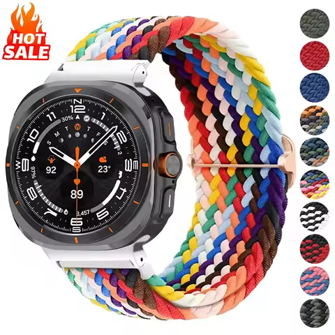 Elastic Nylon Strap for Samsung Galaxy Watch 7 Ultra 47mm Braided Band Adjust Bracelet for Galaxy Wa
