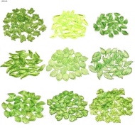 VEXUS 30pcs Green Transparent Leaf Shape Beads, Leaf Shape Acrylic Beads Green Acrylic Leaf Beads, G