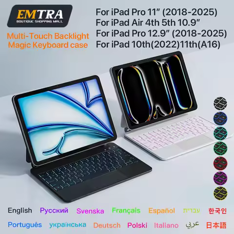 EMTRA For Ipad Magic Keyboard for iPad 12.9 13 11 10.9 inch Por 11 Ari 4 Ari 5 10th 11th 2025 Touchp