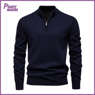 Yoewre Comfortable Men Fleece Sweatshirt Semi-zipper Men Sweatshirt Mens Stand Collar Zipper Sweatsh