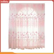 {bolilishp}  Fine Workmanship Window Treatment Wear Resistant Polyester Flower Pattern Rod Pocket Sheer Curtain Panel for Home