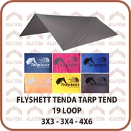 TENDA Flysheet Ultralight Waterproof Size 4x6 - 3x4 - 3x3 Meters Full Sealed 19 Holes - Flysheet Tent