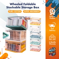 Transparent Foldable Storage Box, Plastic Collapsible Crate with Wheels Transparent Box