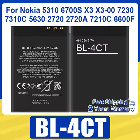 Replacement battery 860mAh BL-4CT BL4CT BL 4CT For Nokia 5310 6700S X3 X3-00 7230 7310C 5630 2720 27