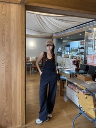 หวาน Cool Lazy Polka Dot เดนิม ชุดเอี๊ยม ผู้หญิง ทันสมัย หลวม เลกกิ้งทรงตรงทรงสลิม ต่อต้านริ้วรอย คว