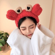 Influencer Live Same Style Cute Cartoon Red Big Crab Headband Fashion Plush Makeup Face Wash Lamb Hair Headband