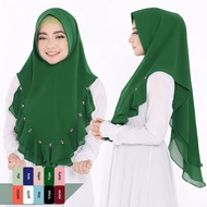 KHIMAR SYARI RUSDA REMPEL MUTIARA HIJAU BOTLE / BERGO INSTAN / JILBAB HAWWA AIWA2