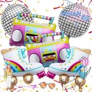 MIHAN 4/6pcs Roller Skate Balloon Set, 80s 90s Retro Theme 4D 4D Disco Air Ball, Inflatable Radio Di