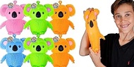 Koala Bear Pets Stretchy Squishy Fidget Toy (6 Koalas Assorted) Stress Relief Bedtime Buddies, with Hair Tentacles Like Noodles. Party Favor Birthday Decorations Bouncy Toy for Kids &amp; Adults 6710-6s