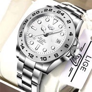 LIGE Watch for Men Original Waterproof Business Simple Fashion Luminous Calendar Stainless Steel Quartz Watch