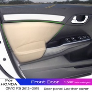 ที่พักแขนบนประตู/ที่ปิดแผง1คู่สำหรับ Honda Civic 2012 2013 2014 2015 FB 9th Gen เคสหนังมีฝาพับแต่งปร