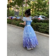 Dress for Kids Girl Princess Dresses Frozen 2 Baby Clothes Anna Elsa Cosplay Costume With Long Cloak Wig Crown Birthday Party OOTD Costumes