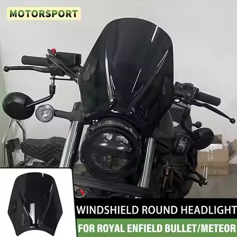 Motorcycle Windshield Covers Round Headlight Street Bikes Wind Deflectors For Royal Enfield Bullet/M