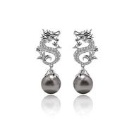 Ngh [1998 People Collection] 2024 Year of the Dragon Zodiac Pearl Earrings Heavy Industry Zircon Inl