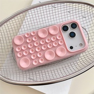 Dễ thương Hàn Quốc màu kẹo Núm hút cao su đứng Ốp điện thoại cho Iphone 17 không khí 13 14 15 16 Pro