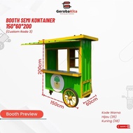 booth semi kontainer roda 3 dorong ukuran 150x60x200 custom etalase 2