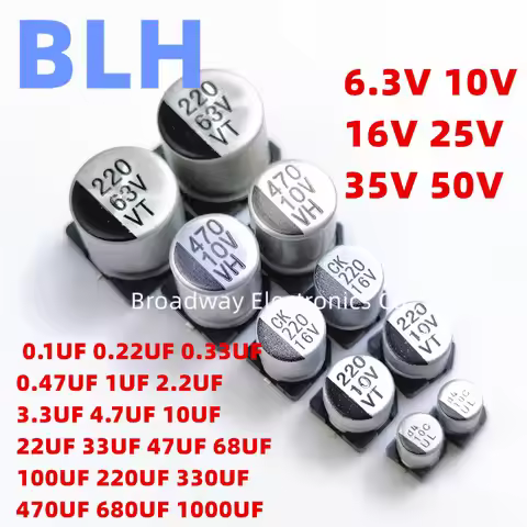 10PCS SMD Aluminum Electrolytic Capacitor 6.3V 10V 16V 25V 35V 50V 33UF 47UF 68UF 100UF 220UF 330UF 