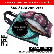 Beg Sejadah 2 In 1 Songket (Zip Menjadi Beg ➡️ Simpan Telekung) Travel Umrah / Haji