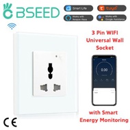 【Ship From Malaysia】BSEED WIFI Universal Wall Socket with Smart Energy Monitoring 1 Gang 4 Colors,Wo