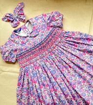 手工刺繡洋裝女童尺寸80-120公分花色可訂製Liberty布料DMC繡線