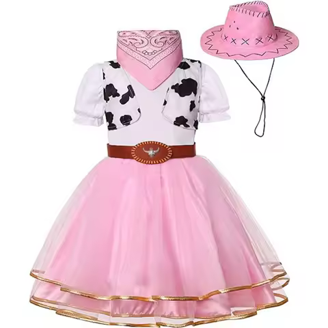 Enfant Cowboy Costume Enfants Carnival Halloween Pink Cow Dress Up Costumes Niño Western Fancy Outfi