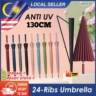 24 Ribs Long Handle Big Umbrella Anti-UV Sun Rainstorm Protector Large Surface Parasol / Payung Besa
