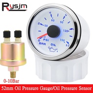 HD 2" 52m Meter Tolok Tekanan Minyak 0-10Bar 0~150PSI Dengan 7 Warna Lampu Belakang LED 1/8NPT Pende