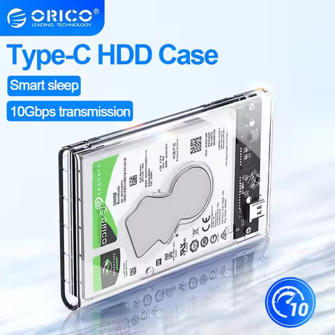 ORICO 2.5'' SATA to USB C Transparent HDD Case Tool Free 6Gbps Support 4TB UASP Protocol For 9.5mm B