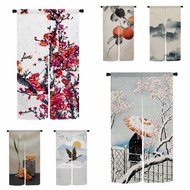 Japanese Style Linen Door Curtain, Room Decoration, Kitchen, Living Room, Space Divider, Half Curtai