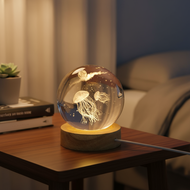 1pc 3D Crystal Ball Lamp, Glass Ball Night Light with Base, LED Galaxy Planet Fantasy Decor, Birthda