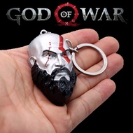 พวงกุญแจเทพเจ้าแห่งสงคราม3D ศีรษะ Kratos ดาบดาบใบมีดของความโกลาหลจี้โลหะพวงกุญแจสำหรับแฟนๆผู้หญิงผู้ชายเครื่องประดับพวงกุญแจรถ