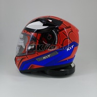 MERAH Helmet Full Face KYT K2R K2 Rider Spiderman Red Blue Special Edition Marvel Double Visor Red Blue
