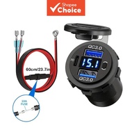 3-Port Dual 12V Fast Charger 0 PD USB-C Three 3 Caj Dual 12v Pantas 0 Pd Usb C Tiga