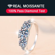 Real Moissanite Earrings,2ct Moissanite Three Life Stone Engagement Ring S925 Sterling Silver,Non Ta