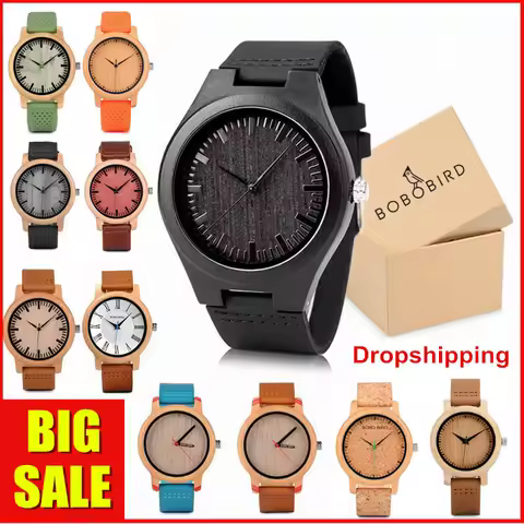 BOBO BIRD Wooden Watches for Men & Women Leather Strap Quartz Watches Support OEM Customized Dropshi