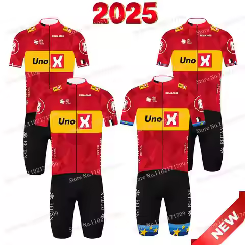2025 Uno-X Team Cycling Jersey Set France Tour Denmark Norway Cycling Clothing Euro Champion Kits Su