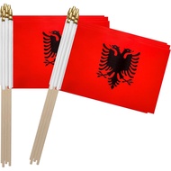 Bendera Tongkat Albania TSMD, Bendera Mini Kecil Pegang Tangan Albania, 5x8 Inci, 12 Pek