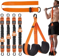 Pull Up Assistance Bands 50-350lbs Heavy Duty Pull Up Workout Band with Feet Rest Resistance Band fo