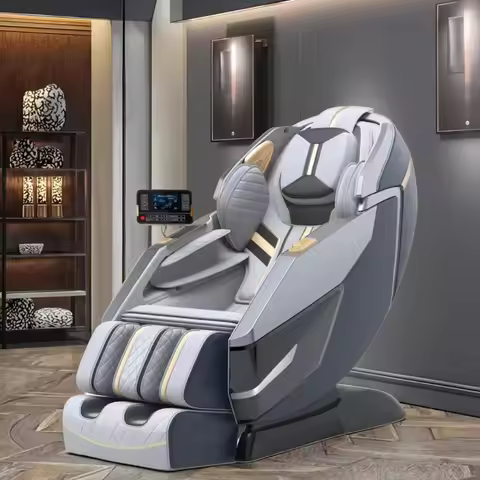 Electric Massage Chair Foot Roller Massage Lounge Chair Full Body Zero Gravity Stretching 4D Massage