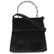 二手Salvatore Ferragamo Ferragamo Gancini 雙向手提包，21-5681/18，絲絨，黑色，女士。