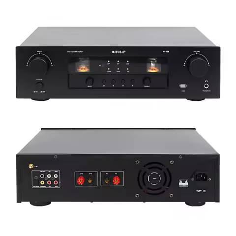 2x200W Sound Amplifier 4-8ohm Preamp 5.0 Bluetooth HiFi Stereo Amplifiers 80dB Tube Amp USB OPT COAX