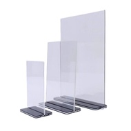 Mica Menu with black bent base, all sizes A4. A5, A6 standing type for shops, coffee shops, hotels